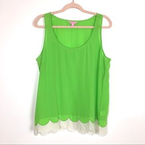 Lilly Pulitzer Scalloped Hem Tank 100% Silk XL